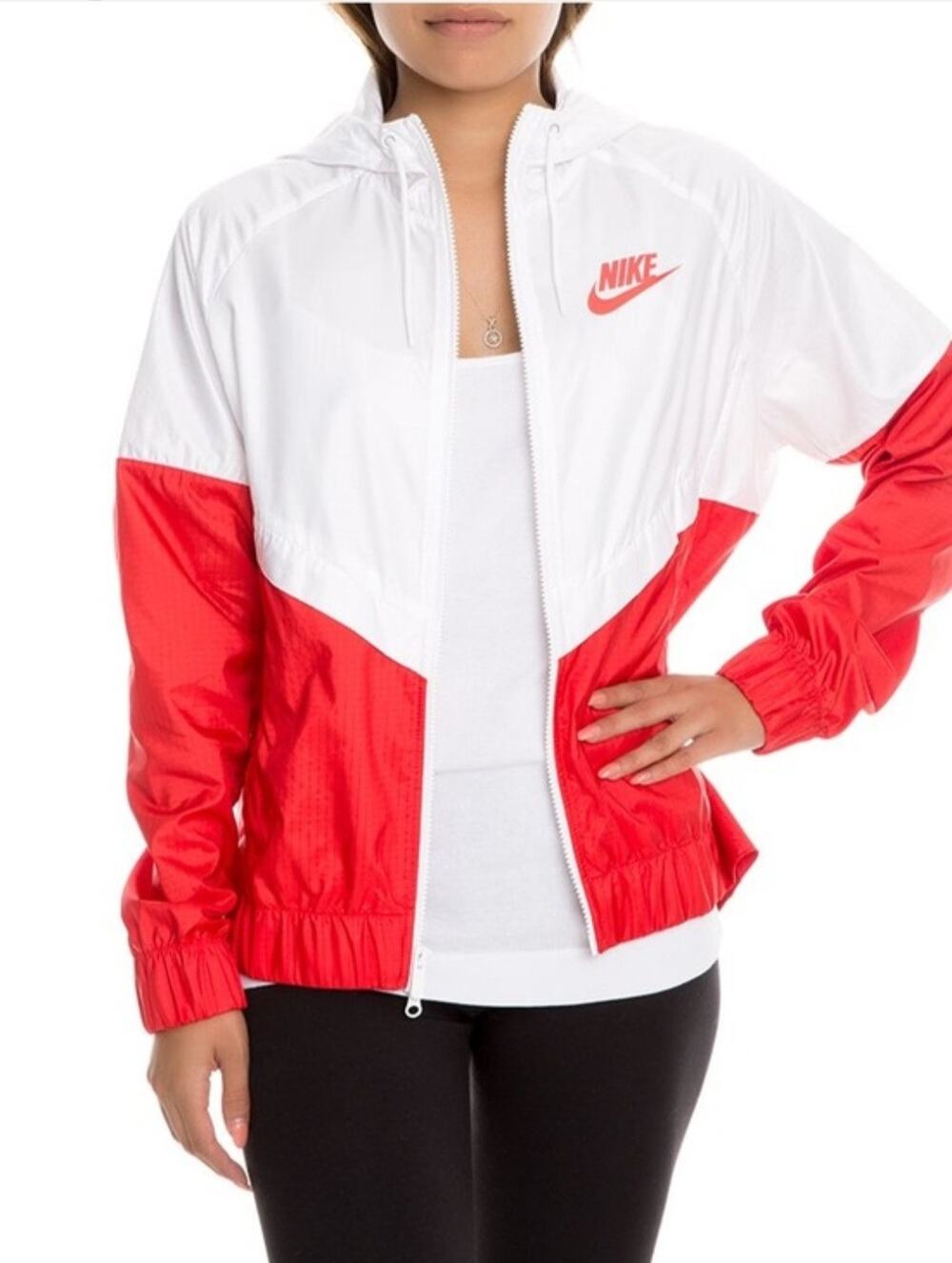 Nike Women's XS Red & White Hooded Windbreaker Track Suit